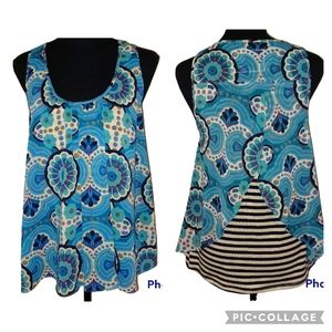 Meadow Rue Anthropologie Mixed Media Split Back Twofer Tank Top Wmns Sz Sm